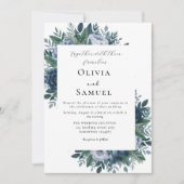 Hochzeit in Navy und Hellblau Einladung (Vorderseite)