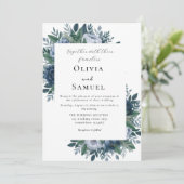 Hochzeit in Navy und Hellblau Einladung (Stehend Vorderseite)