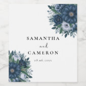 Hochzeit in Navy und Hellblau Weinetikett (Einzelnes Label)