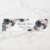 Hochzeit in Navy und Rosa Wasserflaschenetikett (Einzelnes Label)