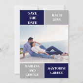 Hochzeit in Navy und Silber speichern Sie das Datu Save The Date (Vorderseite)