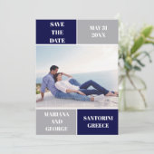 Hochzeit in Navy und Silber speichern Sie das Datu Save The Date (Stehend Vorderseite)