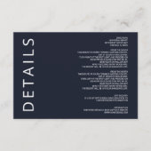 Hochzeit in Navy und White Elegante Moderne Minima Begleitkarte (Vorderseite)