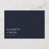 Hochzeit in Navy und White Elegante Moderne Minima Begleitkarte (Rückseite)