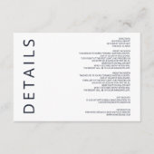 Hochzeit in Navy und White Elegante Moderne Minima Begleitkarte (Vorderseite)