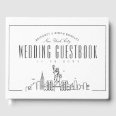 Hochzeit in New York | Moderner Deko Skyline Gästebuch (Vorderseite)