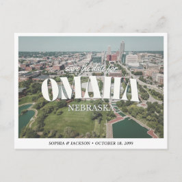 Hochzeit in Omaha - Save-the-Date mit Retro-Silhou Postkarte
