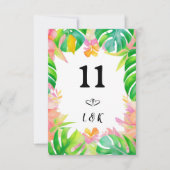 Hochzeit in Paradise Tischnummer Card (Vorderseite)