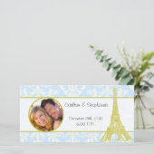 Hochzeit in Paris - Ankündigung des Blue Damask Fo (Stehend Vorderseite)