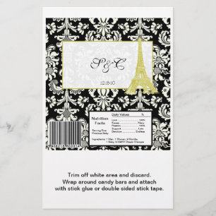 Hochzeit in Paris Black Damask Large Candy Wrapper