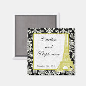 Hochzeit in Paris Black Damask Magnet Gefallen (Vorderseite/Rückseite)