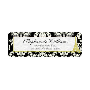 Hochzeit in Paris Black Damask Rücksendeadresse La