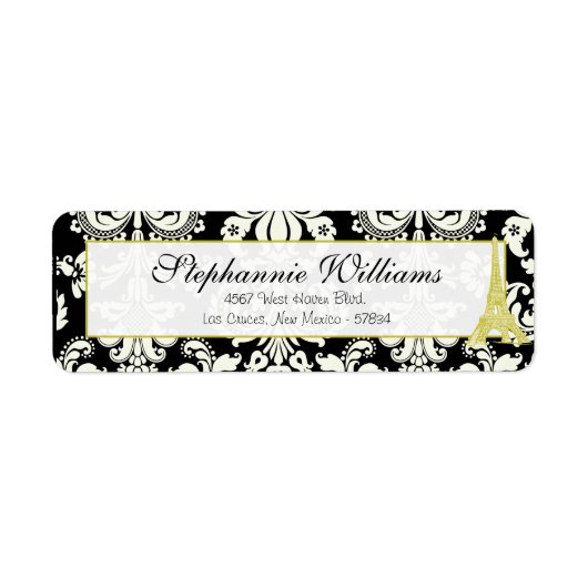 Hochzeit in Paris Black Damask Rücksendeadresse La (Vorne)