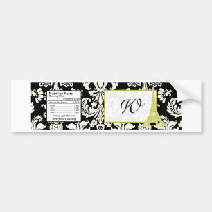 Hochzeit in Paris Black Damask Water Flasche Label Autoaufkleber