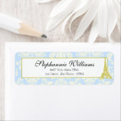 Hochzeit in Paris Blue Damask Rücksendeadresse Lab (Insitu)