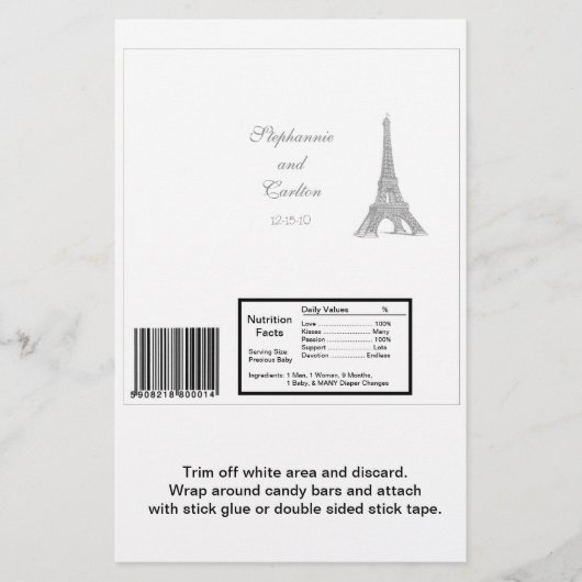 Hochzeit in Paris Hershey's Large Bar Wrapper (Vorderseite)