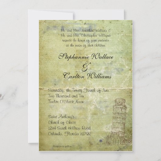 Hochzeit in Pisa Einladung (Vorderseite)