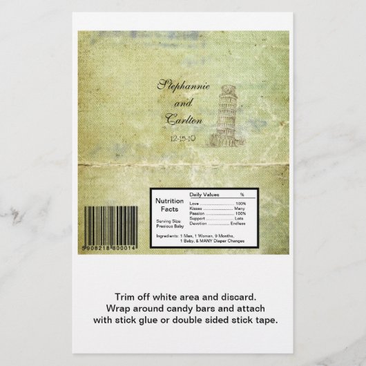 Hochzeit in Pisa Hershey's Large Bar Wrapper Flyer (Vorne)