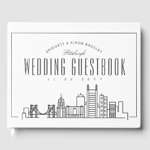 Hochzeit in Pittsburgh Moderner Deko Skyline Gästebuch