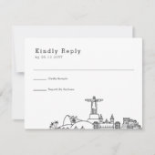 Hochzeit in Rio De Janeiro | Stilisierte Skyline-U RSVP Karte (Vorderseite)