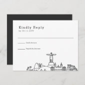 Hochzeit in Rio De Janeiro | Stilisierte Skyline-U RSVP Karte (Vorne/Hinten)