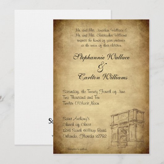 Hochzeit in Rom Einladung (Vorne/Hinten)