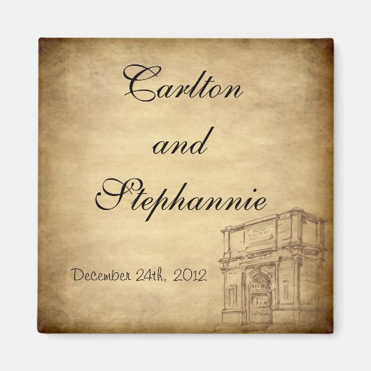 Hochzeit in Rom Magnet Gefallen (Vorne)
