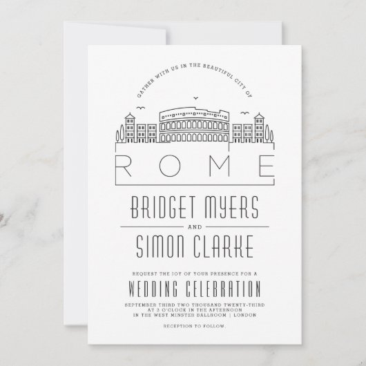 Hochzeit in Rom | Stilisierte Skyline-Einladung Einladung (Vorderseite)