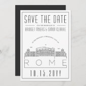Hochzeit in Rom | Stilisierte Skyline Save the Dat Einladung (Vorne/Hinten)