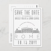Hochzeit in Rom | Stilisierte Skyline Save the Dat Postkarte (Vorne/Hinten)