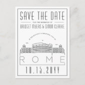 Hochzeit in Rom | Stilisierte Skyline Save the Dat Postkarte (Vorderseite)
