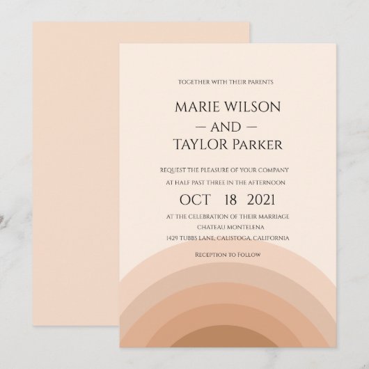 Hochzeit in Rosa Einladung (Vorne/Hinten)