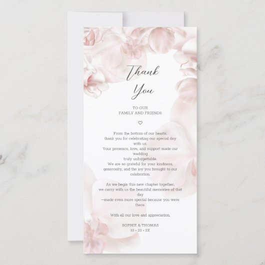 Hochzeit in Rosa-Orchideen Dankeskarte (Vorderseite)