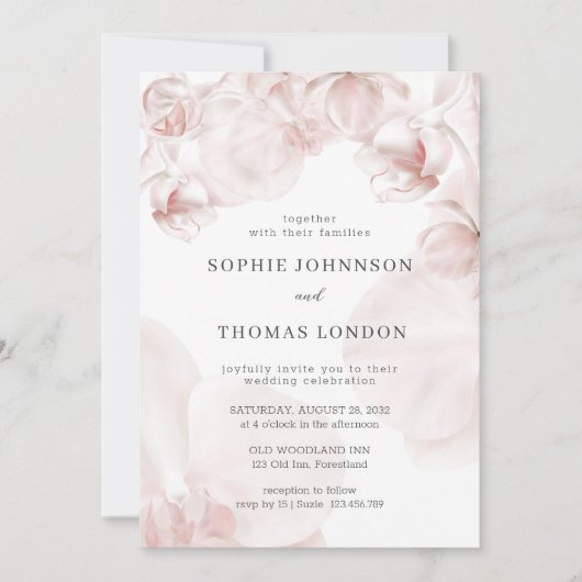 Hochzeit in Rosa-Orchideen Einladung (Vorderseite)