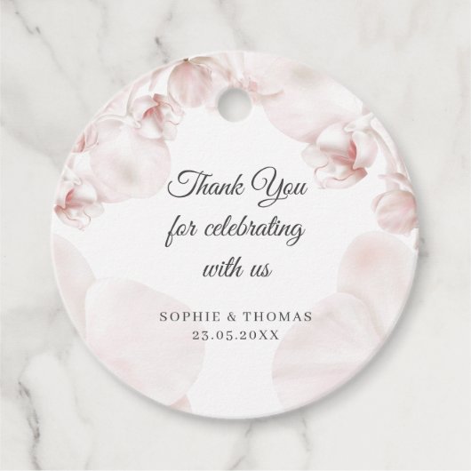 Hochzeit in Rosa-Orchideen Geschenkanhänger (Vorderseite)