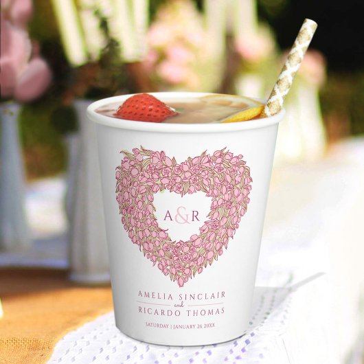 Hochzeit in Rosa Tulpe Blume Pappbecher