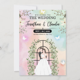 Hochzeit in Rosa und Blau Einladung