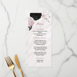 Hochzeit in Rosa und Schwarz Menükarte