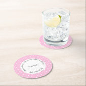 Hochzeit in Rosa und Weiß des Punkts Runder Pappuntersetzer (Vor Ort)