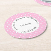 Hochzeit in Rosa und Weiß des Punkts Runder Pappuntersetzer (Angewinkelt)