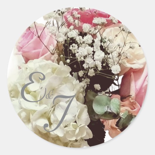 Hochzeit in Rosa und Weiß Runder Aufkleber (Vorderseite)