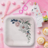 Hochzeit in Rosa-Weiß-Blumen Pappteller (Party)