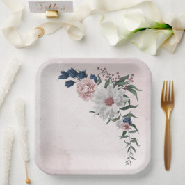 Hochzeit in Rosa-Weiß-Blumen Pappteller