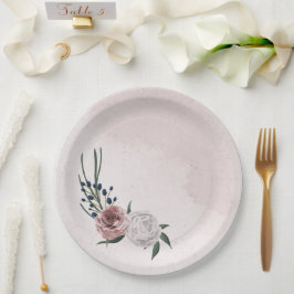 Hochzeit in Rosa-Weiß-Blumen Pappteller