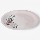 Hochzeit in Rosa-Weiß-Blumen Pappteller (Schrägansicht)