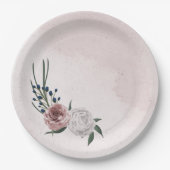 Hochzeit in Rosa-Weiß-Blumen Pappteller (Vorderseite)