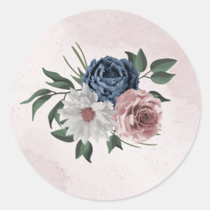 Hochzeit in Rosa-Weiß-Blumen Runder Aufkleber