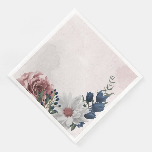 Hochzeit in Rosa-Weiß-Blumen Serviette (Ecke)