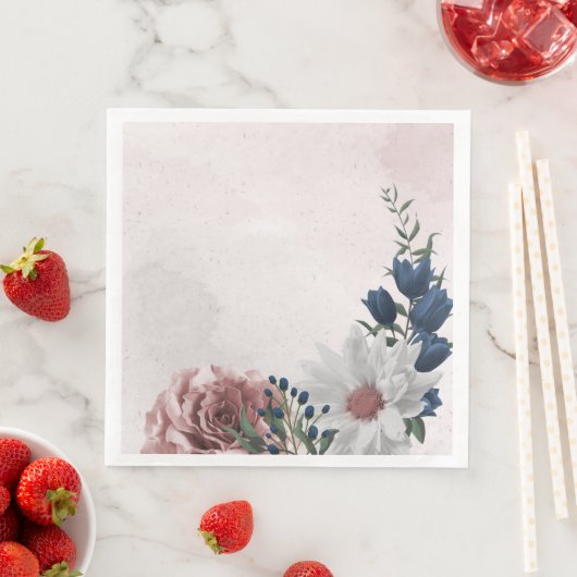 Hochzeit in Rosa-Weiß-Blumen Serviette (Beispiel)