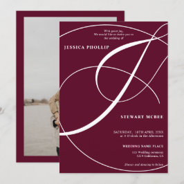 Hochzeit in Rot-Bordeaux-Foto Einladung